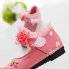 children causal shoes Princess soft Cow Muscle sole dancing shoes Girls pearl lace single shoes 210713