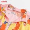 Tangada Kobiety Ograniczone Pomarańczowe Kwiaty Drukuj Koszula na plaży Chic Kobieta Casual Luźne Topy Blusas 5Z56 210609