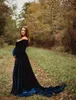 Classic Long Golden velvet Maternity Photography Dress Sweet Heart Maternity Lace Dresses For Photo Shoot blue Pregnancy Dress Q0713