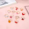 10pcs Cute Cartoon Kids Kawaii Korean Children Girls Flower Alloy Finger Ring Child Jewelry Gift Adjustable Rings