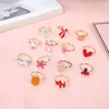 10 pcs bonito dos desenhos animados crianças kawaii crianças coreanas meninas flor liga de dedo anel de dedo criança jóias presente ajustável anéis