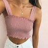 Solid Tie Bow Chiffon Camis Streetwear Tube Top Women Fashion Ruched Pleated Crop Sexy Bustier Tees Feamle Tank s 210607