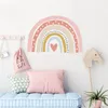 Na moda Bohemia rosa arco-íris removível decalques de parede berçário autocolantes Papel de parede Pôsteres Meninas quarto de quarto fácil usar casa decoração 210615