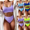 Maillots de bain pour femmes Taille haute Bikinis Maillots de bain Femmes Push Up Sangle côtelée Maillot de bain Biquini Brésilien Bikini Costumes