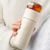 Isolerad kopp med filter Rostfritt stål Tea Bottle Cup med glasinfuser separerar te och vatten 300 ml termos vakuumkolv 210809
