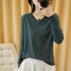 Tailor sheep bottoming women's knitted sweater V-neck wild pullover long sleeve loose shirt 210914