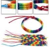 Rainbow LOVE Pride Bracciale Bracciale intrecciato fatto a mano con cordino di amicizia Gay Lesbian Amante di taglia regolabile