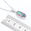Kolczyki Naszyjnik 925 Zestawy biżuterii dla kobiet Sterling Silver Color Multicolor Stones Cyrkonia Trendy Wisiorek Bransoletka Ring
