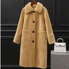 Coreano Outono e inverno Mulheres Cordeiro Lã Camisola Casaco Médio e Long Fashion Shearing Coat 211207