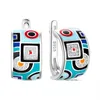 OGULEE Arrival 925 Silver Stud Earrings Round Shape bluegreen Enamel Classic pattern CZ For Women Fine Jewelry 2106165401054