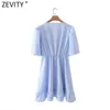 Zeefity Dames Mode Plaid Print Casual Hem Ruches Mini Shirt Jurk Vrouwelijke Chic Ploow Puff Sleeve Kimono Vestidos DS8356 210603