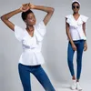 Letni styl Solidna bawełna V-Neck Bez Rękawów Lace-Up Bluzka Proste Slim Fit Kobiet Koszule Białe Topy Chemisier Femme 10301 210528