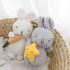 Súper lindo pelo esponjoso Angora conejo de peluche de juguete de peluche largo abrazo estrella zanahoria orejas cortas conejito peluches para niños regalo de cumpleaños Y211119