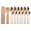 Dinnerware Sets 24Pcs White Gold Set 18/10 Stainless Steel Cutlery Kitchen Tableware Knife Fork Spoon Dinner Silverware