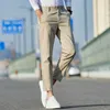 Wysokiej Jakości Spodnie Garnitur Mężczyźni Długość Kostki Długość Office Dress Spodnie Casual Office Spodnie towarzyskie Pantalon Homme Black 210527