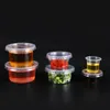 Klare Kunststoff-Jello-Shot-Cup-Container mit Snap auf dichtestellen Deckel Jello Shooter Shot Cups Kompakte Lebensmittelaufbewahrung für Portion Steuerungsaucen, Flüssigkeit, Dips