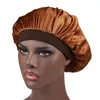 Широкая полоса эластичный сплошной цвет сатин ночной шляпа для женщин девушка мягкие спальные колпачки капота шансы мода головные уборы