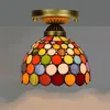 Europejski Retro Oświetlenie Sufitowe Wiszące Tiffany Witraż Chandelier Nawyki Korytarz Balkonowy Małe Sufitowe Lekkie Kolorowe Lampy Bar