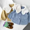 Girls Solid Color Warm Jackets Korean Style Petal fur collar Kids Winter Jacket Outwears Toddler Children's Woolen Coat 1-6Y 210615