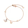 Mloveacc Shell Butterfly Charms Armband på Hand Girls Rose Gold Gifts Kvinnor Fina Smycken Sterling Silver 925 Kedja Kvinna