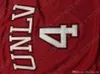 安く注文のラリージョンソン＃4 Unlv Rebelsメンズバスケットボールステッチジャージー赤ステッチカスタマイズ任意の数名男性女性ユースXS-5XL