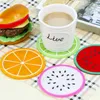 Silicone Cute Fruit Cups Coaster Fruits Pattern Water Bottles Mat Colorful Round Cup Cushion Holder Lemon Orange Drinkware Pads LLF8601