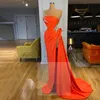 Novo Designer Simples Elegante Laranja Vestidos de Noite Sem Alças Plus Size Sweep Train Vestidos Formais Prom Wear vestido de novia roupões