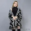 Fashion cloaks for women ladies sweater style Wool cloak cape wrap poncho coat Long Sleeve Autumn Winter women's collar shawl Large-yard Printed Knitted Jackets