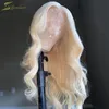 PRE PLUCKED 613 Blond mänskliga hår peruk Deep Body Wave HD Transparent spetsfront Glueless peruker för svarta kvinnor stängning5346158