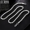 925 Sterling Silver ed Rope Chain Necklace 16 18 20 22 24 Inch 4mm For Women Man Fashion Wedding Charm Jewelry2156