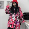 Houzhou Kuromi Sweatshirt 가을 패션 여성 Kawaii Anime Hoodie 빈티지 긴 소매 귀여운 풀오버 여성 블랙 핑크 숙녀 톱 201216