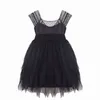 Robe de soirée noire Style d'été Robe de bal moelleuse Performance Soirée Vêtements pour enfants 2-7 ans E7841 210610