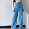 Womengaga jeans herfst winter rechte losse hoge taille slanke casual broek denim broek UWO6 210603