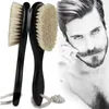 Brosses à cheveux naturel doux poils de chèvre brosse de balayage hommes barbe peigne ovale manche en bois barbier poussière pour outil de nettoyage cassé