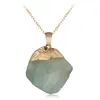 Irregular Natural Stone Crystal Quartz Healing Gold Plated Pendant Necklaces With Chain Original Style Women Men Jewelry