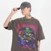 Tシャツストリートウェアメンズ特大ヒップホップTシャツデビルレーシング原宿Tシャツ夏半袖コットンルーズトップス210726