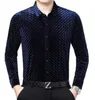Men's Casual Shirts Men's Velvet Mens Silk Long Sleeve Winter Men Quality Flannel Formal Herren Hemden Slim Fit Business Office Dress