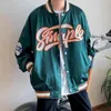 Mężczyźni Kurtka Wiosna Fajny Baseball Uniform Western Preppy Styl Stand-Up Collar Coat Loose Motocykl Pilot Trainer 211217