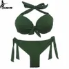 Eonar Bikini Solidne stroje kąpielowe Kobiety Push Up Set Brazylijski Cut / Classic Bottoming Garnitury Bathing Sexy Plus Size Swimwear 210630