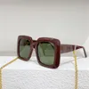 Big Metal Square Frame Sunglasses With Box Chain Fashion Elegant Beach Eyewear UV400 Protection Eyeglasses Vacation Sun Glass
