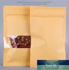 Carta Kraft a fondo piatto Borsa con chiusura a zip con finestra alta trasparente Richiudibile Caffè Noci Frutta secca Confezione termosaldata Sacchetti di stoccaggio Prezzo di fabbrica design esperto Qualità