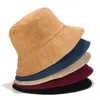 Blank Suede Bucket Hat Solid Spring Fall Kvinnor Hat Utomhus Sport Vandring Fiske Keps Solskyddsmedel Fiskare Sun Hat Lady Sunhat Bob Q0805