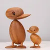 Wooden Duck Figurines Wood Miniature Animals Toys Dolls Creative Puppet Office Home Decoration Accessories Ornaments Nordic Fash