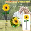 Pastoral Style Metal Wind Spinner Stainless Sunflower Vertical Metal Wind Spinner Kinetic Outdoor Yard Art Decorations Stake Q0811