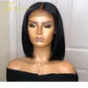 Short Bob Closure Wigs 150 Density Brazilian Straight Lace Front Human Hair Wigs 4x4 Lace Closure Wig Blunt Cut Remy Pre Plucked9963241