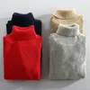 Mäns Tröjor Turtleneck Sticka Tröja Mäns Bomull Slim Fit Pullover Vinter Tjock Knitwear Koreanska Stil Kläder 2021 WY122