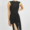 Casual Dresses Ribbons Mesh See Through Party Bodycon Women Sexy Clubwear Mini Dress Solid Sleeveless Female Basic Outfits