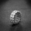 2rows jóias de luxo 925 prata esterlina princesa corte branco topázio cz diamond eternidade mulheres homens casamento faixa de noivado anel presente sz8-11
