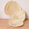 Party Favor Palm Leaves Fans Fait à la main en osier Couleur naturelle Palm-Fan Traditionnel chinois Artisanat Cadeaux de mariage