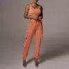 Kadın Spor Takım Elbise Yelek ve Pantolon İki Parçalı 'Kolsuz Casual Egzersiz Rahat Giymek Cepler